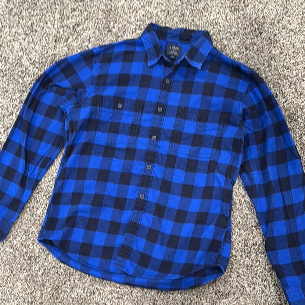 J. Crew Factory Blue and Black Buffalo Plaid Shirt